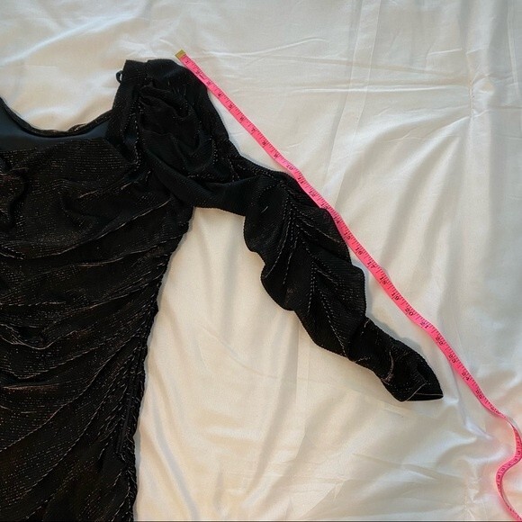 New Leaf Samir Copper Shimmer Black Body Con Rare Dressy Prom Sexy Ruche Size 12 - Picture 11 of 12